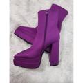 Free People Shoes | Free People X Jeffrey Campbellsatin Platform Block Heel Distortion Chelsea Boot | Color: Purple | Size: 7