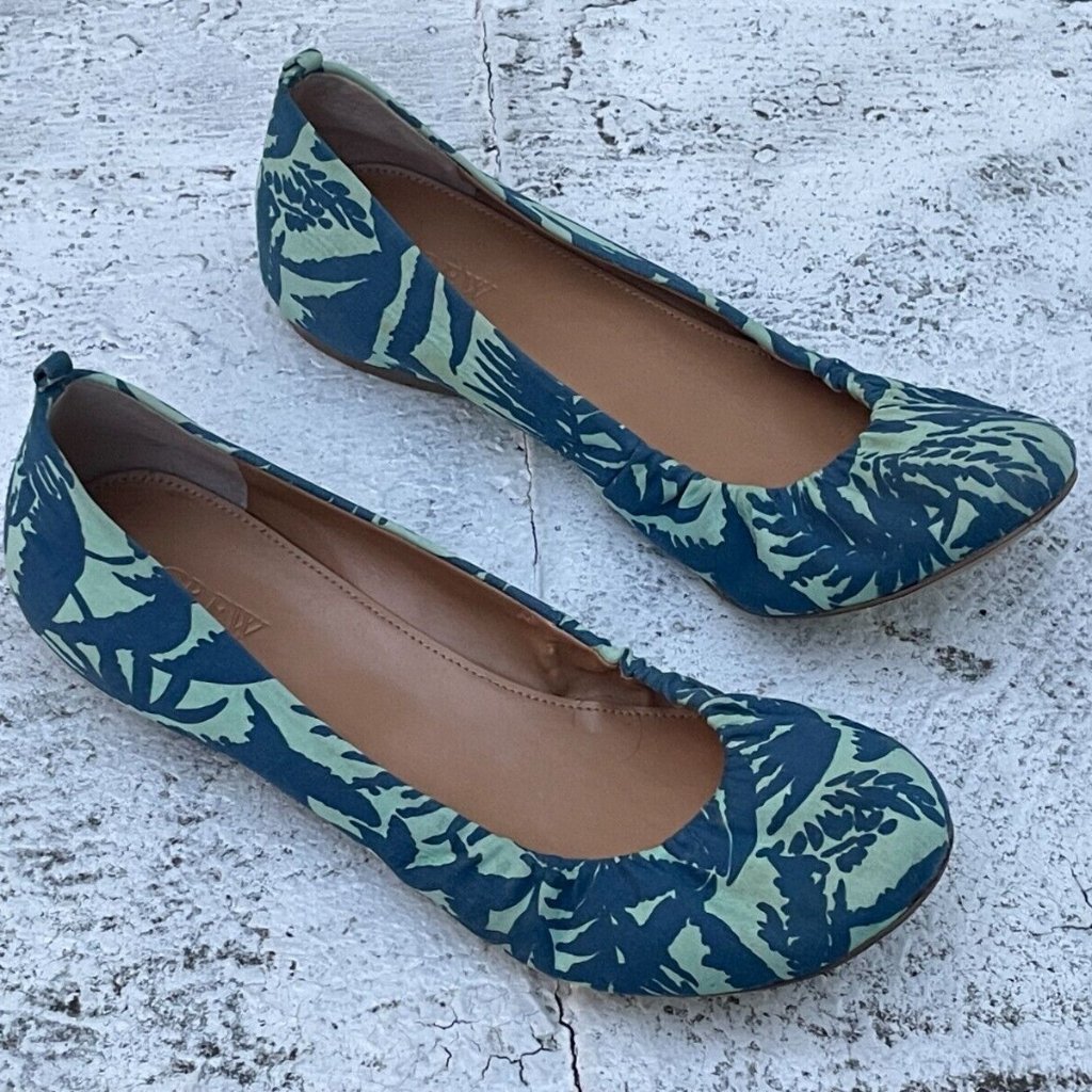 J. Crew Shoes | J. Crew Women Flat Ballet Sandal Shoes Blue Canvas Shoes Size 8.5us | Color: Blue | Size: 8.5