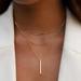 Anthropologie Jewelry | 14k Gold Filled Pendant Bar Lariat Necklace | Color: Gold | Size: Os