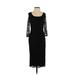 Bailey Blue Casual Dress - Midi Scoop Neck 3/4 sleeves: Black Solid Dresses - Women's Size Small