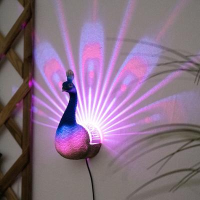 Etc-shop - Solarlampe Pfau Außen Wandleuchte Figuren Solarleuchte Farbwechsler, IP44 Akku, bunt Image