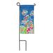 Pink Royal Blue Floral Butterfly 17 x 6 Mini Polyester Outdoor Hanging Garden Flag