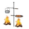 2 in1 Portable Picnic Cast Iron Grill Adjustable Outdoor Fire Pit Grill Swivel Campfire Charcoal BBQ Pan Black