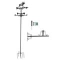 Outdoor decorative lawn weathervane including garden stakes wrought iron weathervane for patio garden fan metal weatherproof[Elk]