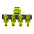 Walmeck 4 Way Garden Hose Splitters Diverter Tap Hose Connector Hose Splitter Distributor with 4 Individual On-Off Switch for Outdoor Sprinkler Irrigation Systems