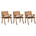 OWSOO Patio Dining Chairs with Cushions 3 pcs Solid Acacia Wood