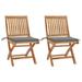 vidaXL Patio Chairs 2 pcs with Gray Cushions Solid Teak Wood