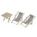 Mini Wooden Beach Longue Deck (2pcs) & Beach Table Crafts /6 Dollhouse Funiture and Accessories