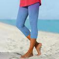 Capri Pants Women s Casual Gradient Stars Stripes Print Scalloped Hem Skinny Yoga Summer Beach Athletic Leggings(Large Blue)