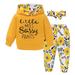Mikrdoo Infant Girls Outfits Outfits 18 Months Baby Girls Letter Print Hoodies 24 Months Baby Girls Floral Print Pants Headband 3Pcs Clothes Set Yellow