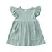 Toddler Baby Girl Ribbed Knitted Ruffles Dress Princess A line Dress