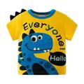 ZRBYWB Toddler Kids Baby Boy Clothes Summer Cartoon Cute Funny Dinosaur Short Sleeve Crew Neck T Shirts Tops Tee Yellow White Optional Summer Tops