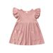 Toddler Baby Girl Ribbed Knitted Ruffles Dress Princess A line Dress