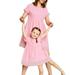 wybzd Family Matching Chiffon Dress Outfits Dots Ruffle Sleeve Dresses for Mother and Daughter