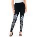 Plus Size Women's Placement-Print Legging by Roaman's in Black Flowery Paisley (Size 30/32)