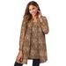 Plus Size Women's Georgette Button Front Tunic by Jessica London in Natural Snake Print (Size 16 W) Sheer Long Shirt