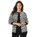 Plus Size Women's Fine Gauge Cardigan by Jessica London in Black Ivory Zebra (Size 30/32) Sweater