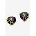 Women's Genuine Onyx Cubic Zirconia Accent Gold-Plated Heart Earrings by PalmBeach Jewelry in Black