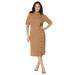 Plus Size Women's Button Front Sweater Dress by Jessica London in Brown Maple (Size 26/28)