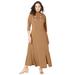 Plus Size Women's Mockneck Slit Maxi Dress by Jessica London in Brown Maple (Size 20 W)