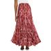 Plus Size Women's Flowing Crinkled Maxi Skirt by Jessica London in Rich Burgundy Snake (Size 34) Elastic Waist 100% Cotton