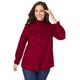 Plus Size Women's Stretch Cotton Poplin Neck Shirt by Jessica London in Rich Burgundy (Size 22 W)