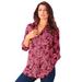 Plus Size Women's Long-Sleeve Kate Big Shirt by Roaman's in Burgundy Lavish Paisley (Size 36 W) Button Down Shirt Blouse