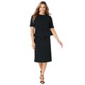 Plus Size Women's Peplum Stretch Crepe Dress by Jessica London in Black (Size 28 W)