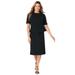 Plus Size Women's Peplum Stretch Crepe Dress by Jessica London in Black (Size 28 W)