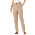 Plus Size Women's Corduroy Straight Leg Stretch Pant by Woman Within in New Khaki Garden Embroidery (Size 16 W)