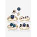 Women's 9.42 Cttw Gold-Plated Simulated Blue Sapphire And Cz Earrings And Ring Set by PalmBeach Jewelry in Blue (Size 6)