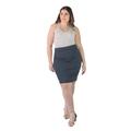 Plus Size Solid Color Elastic Waist Knee Length Pencil Skirt