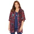 Plus Size Women's In-Vogue Velvet Kimono by Catherines in Burgundy Floral (Size 4X/5X)