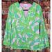 Lilly Pulitzer Tops | Lilly Pulitzer Women’s Xs Green Pink Zebra Butterfly Long Sleeve Tunic Top | Color: Green/Pink | Size: Xs