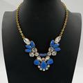 J. Crew Jewelry | J. Crew Blue Clear Rhinestones Statement Necklace | Color: Blue/Gold | Size: Approx 17”-19”