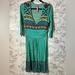 Anthropologie Dresses | Anthropologie Plenty By Tracy Reese V Neck 3/4 Sleevemulti Green Dress Sz M 37 | Color: Green/Pink | Size: M