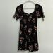 American Eagle Outfitters Dresses | Floral Tie-Sleeve Smocked Mini Dress | Color: Black | Size: S