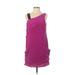 Nanette Lepore Cocktail Dress - Shift Open Neckline Sleeveless: Purple Print Dresses - Women's Size 2