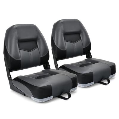 Costway Set of 2 Folding Low Back Fishing Boat Seats with Stainless Steel Screws-Black