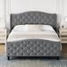 House of Hampton® Zoya Queen Tufted Platform Bed Upholstered/Velvet/Metal in Gray | 40.6 H x 82.6 W x 77 D in | Wayfair