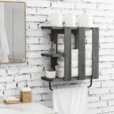 Gracie Oaks Lindsborg Solid Wood Wall Bathroom Shelves Solid Wood in Brown/Gray/Green | 21.45 H x 20.07 W x 7.48 D in | Wayfair
