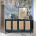 Lacquer Finishes Storage Cabinet with 4-Doors, Sideboard Wooden Cabinet for Entryway Living Room, Antique Blue