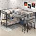 L-Shaped Twin over Twin Bunk Bed and Twin Loft Bed w/Desk