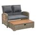 Afuera Living Solid Teak Wood Outdoor Daybed in Brown/Natural