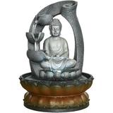 Sitting Buddha Fountain 11 LED Indoor Table Waterfall Fountain Fengshui Meditation Relaxing Decor for Home Office