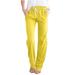 Mrat Sweat Pants for Womens Full Length Pants Fashion Ladies Summer Casual Loose Cotton and Linen High Waisted Trousers Solid Color Drawstring Elastic Waist Loose Long Pants with Pocket Yellow_C M