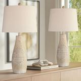 John Timberland Chico 27 Tall Modern Southwest Rustic Table Lamps Set of 2 Brown Light Wood Finish Living Room Oatmeal Shade