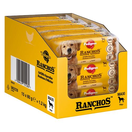 10x 80g Ranchos Gefüllte Kaurollen Maxi Huhn Pedigree Hundesnack
