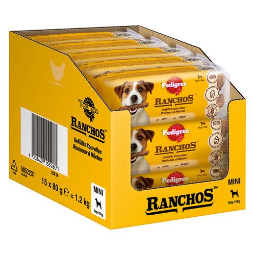 10x 80g Ranchos Gefüllte Kaurollen Mini Huhn Pedigree Hundesnack
