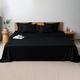 LINENWALAS Single Bed Sheet Set, 300 Thread Count 100% Bamboo Single Bedding Set, Cooling Sateen Weave Silk Sheets Set with 1 Fitted Sheet, 1 Flat Sheet & 1 Pillowcase (Single/Jet Black)